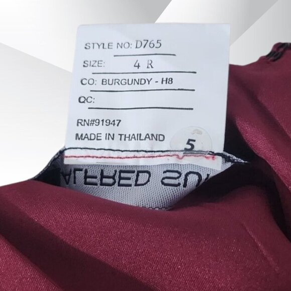 2/$50 Alfred Sung Burgundy V-Neck Sateen Cocktail Dress Size 4 – Elegant - Picture 6 of 9